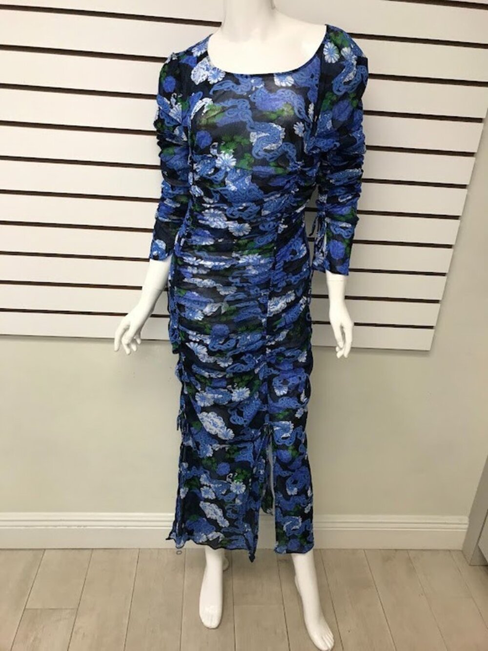 NWT Diane Von Furstenberg Corinne Dragon Dance Dress Blue Floral Print XL - Picture 10 of 11